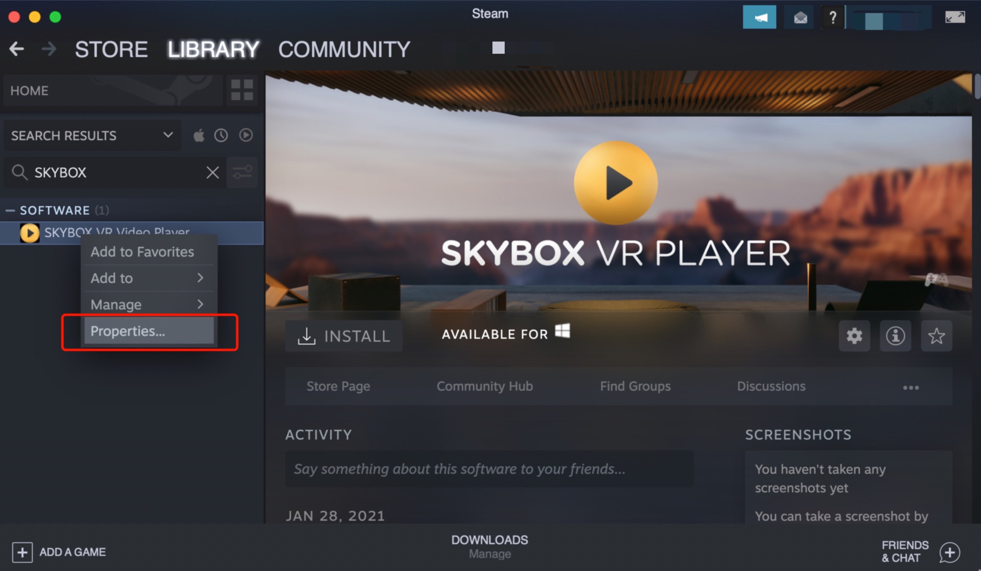 Skybox vr clearance pc